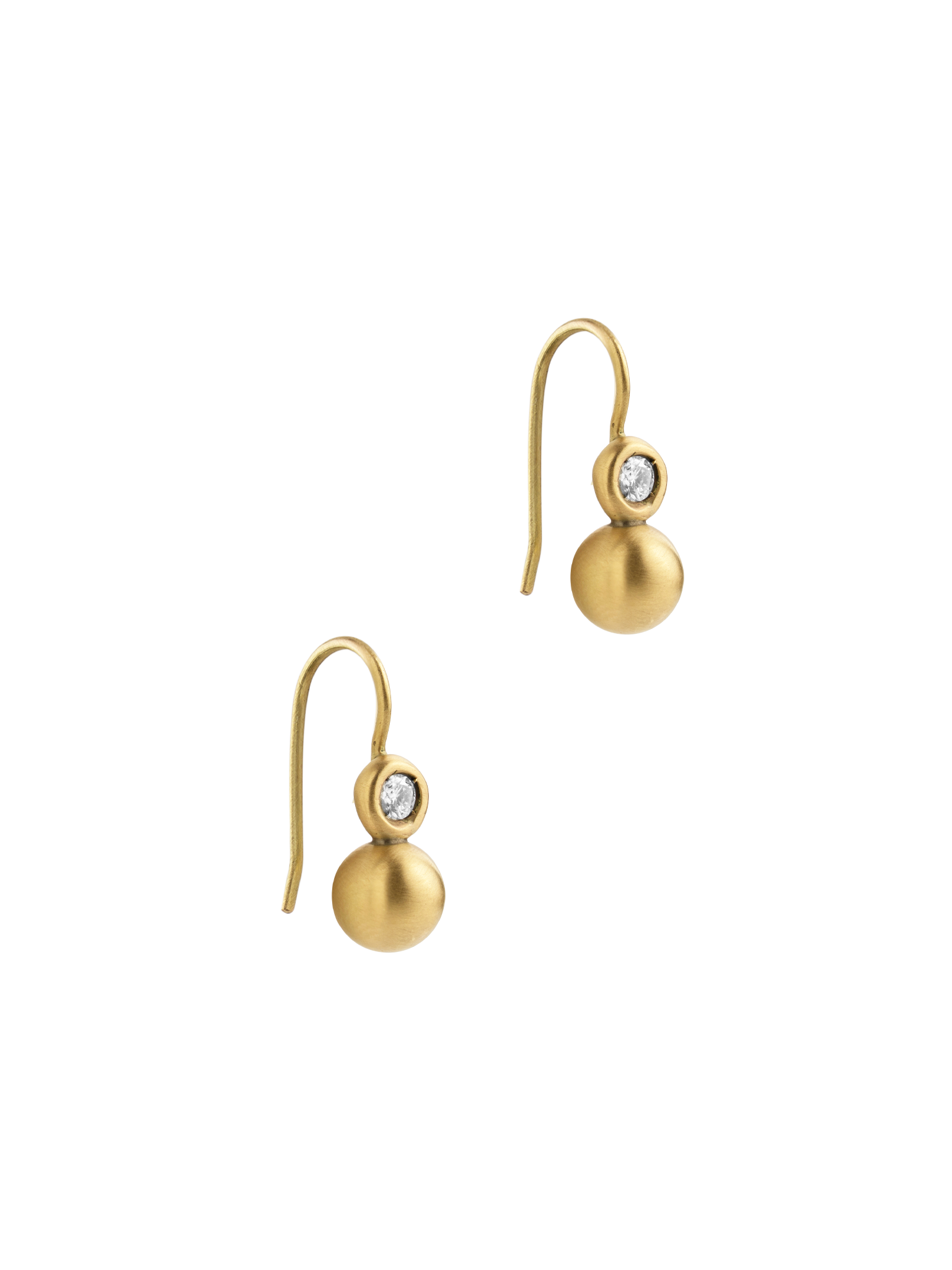 Diamond and gold bead earrings